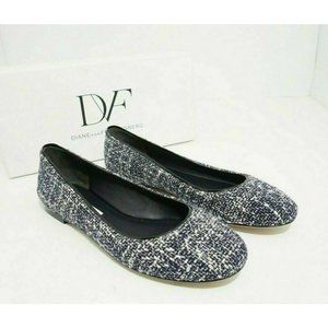 DVF Diane Von Furstenberg Cambridge Women's Slip On Flats Navy White US 7.5 M